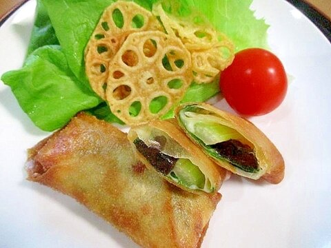 チーズと干し柿の春巻き